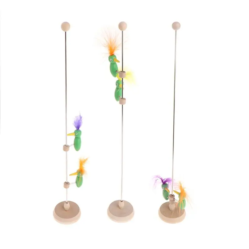 

Wooden Spring Pecker Pole Toy Simulation Pecking Bird Toy w/ Cute Peckerwood for Kindergarten Hand Training Funny Gift