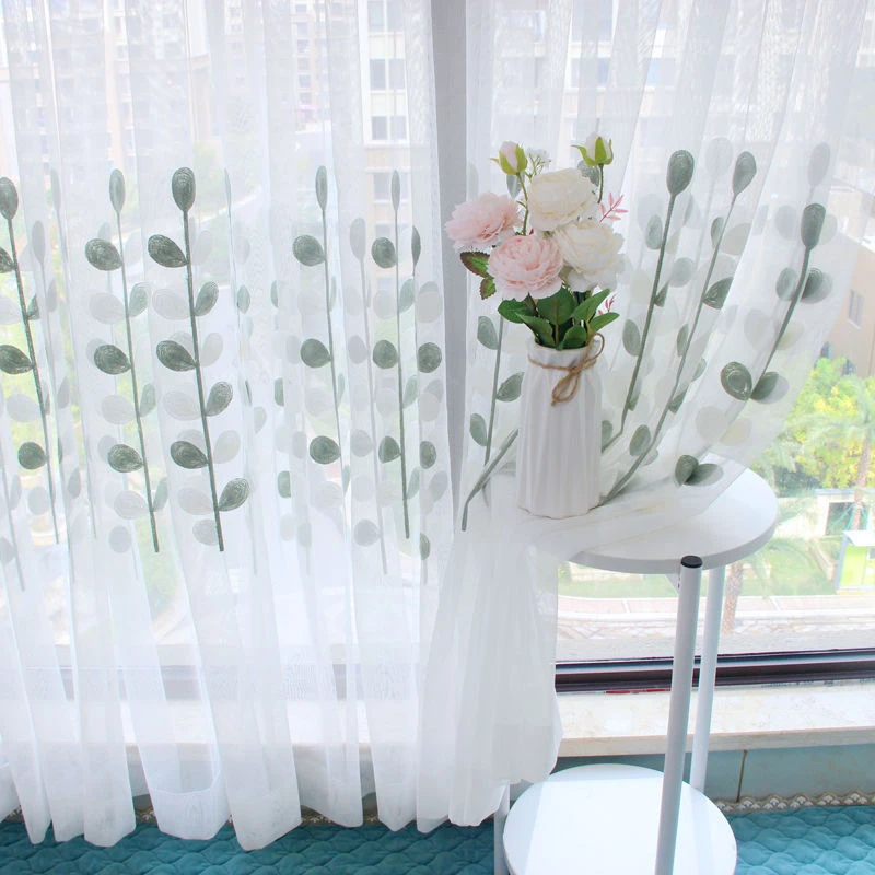 

French Rural Fresh White Embroidered Sheer Tulle Curtains For Bedroom Living Room Balcony Bay Window Drapes Cortinas Rideaux