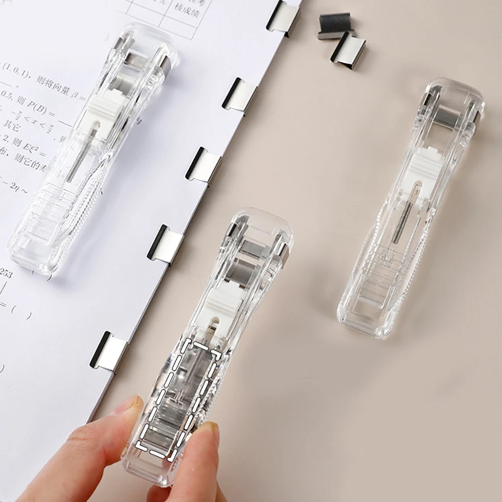 

Binder Clips Paper Clamps Stapler With 50 Reusable Staples 40-50 Sheet Capacity No Paper Breakage Fast Paper Clipper JAN88