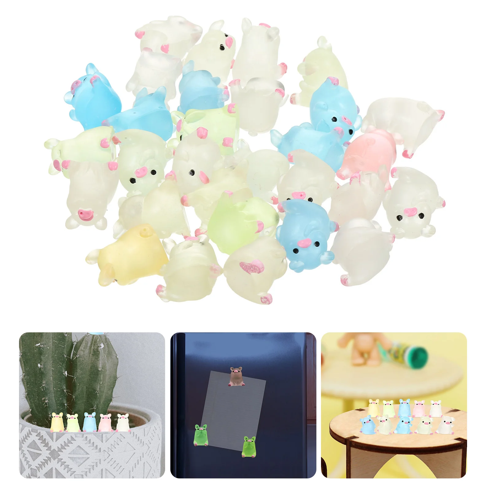 

30Pcs Mini Resin Luminous Mini Garden Landscape Decoration Potted Decors (Mixed Style)