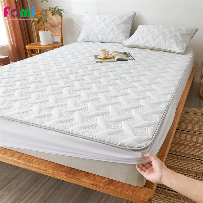 

ZHENXISHUSHIMOXI Thicken Quilted Fitted Bed Cover Anti-Bacteria Mattress Topper Air-Permeable Sheet Pad 150 180 ,NO Pillowcase