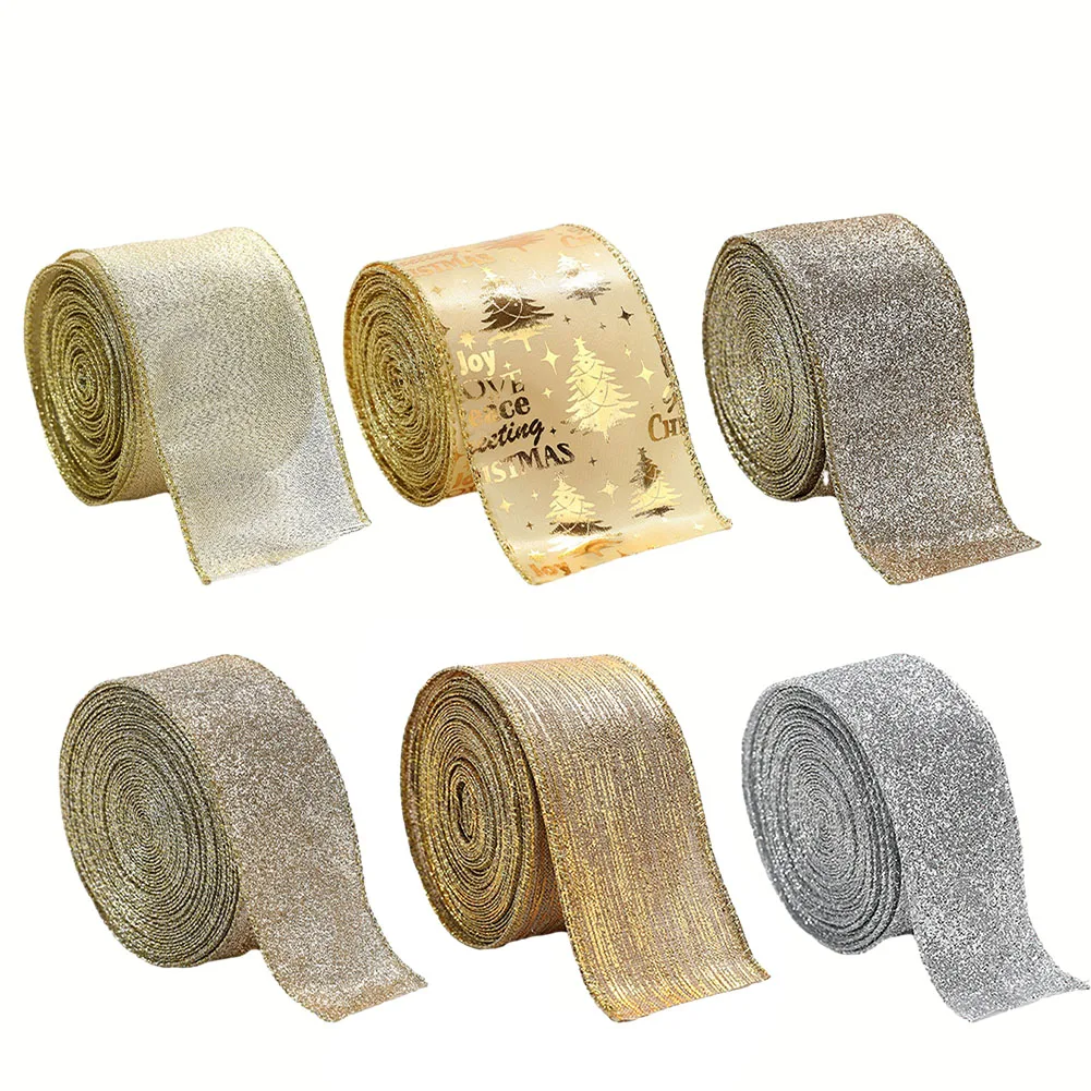 

5pcs Meters Roll Glitter Christmas Ribbon For Handmade Design Christmas Decoration DIY Gift Packing Gift Supplies