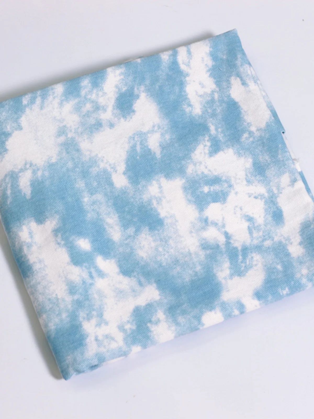 Handmade DIY Clothes Bag Fabric Pure Cotton Blue Sky and White Clouds Tie-dye Print Washed Denim