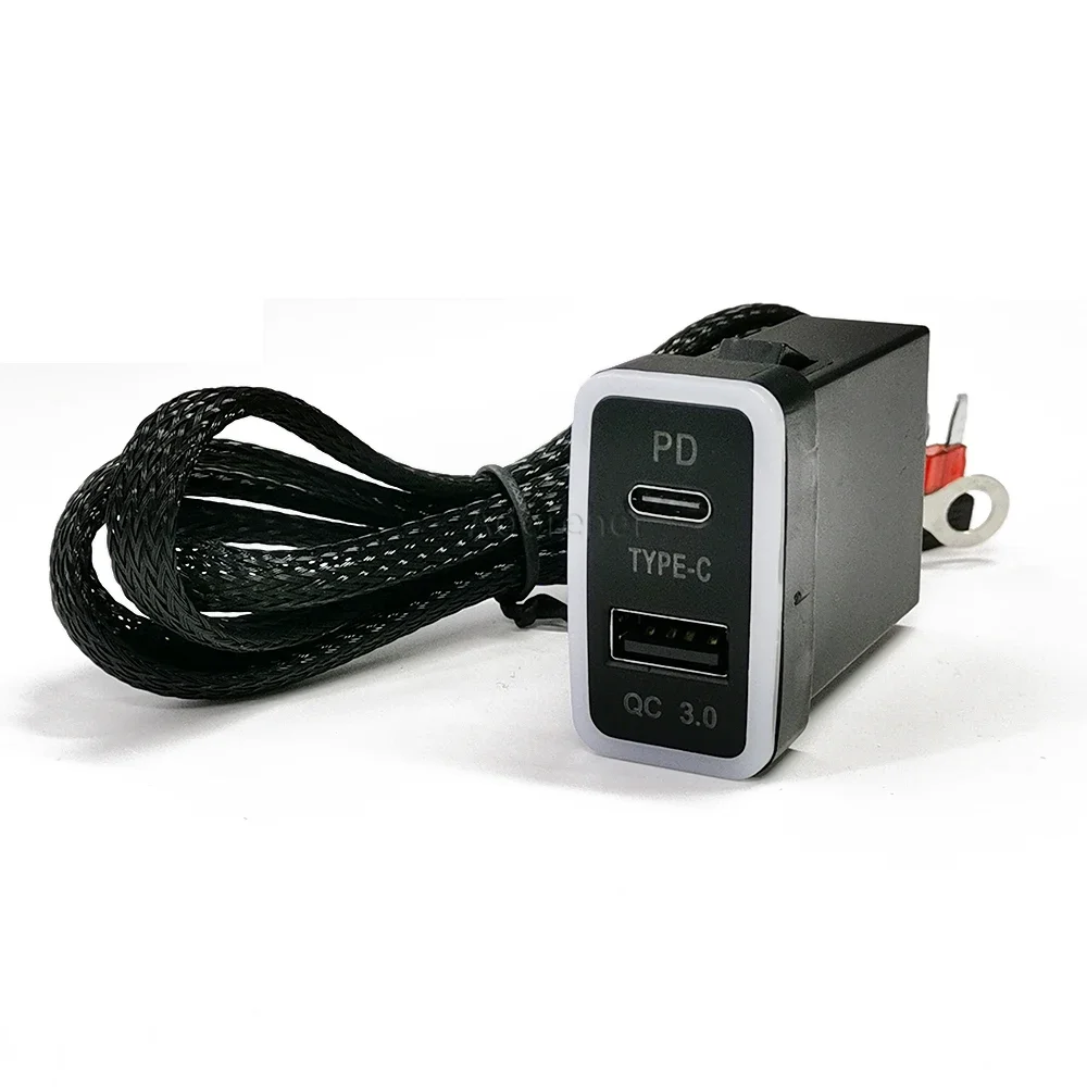 1 шт. автомобильный адаптер для быстрой зарядки с кабелем PD QC 3.0 USB зарядное