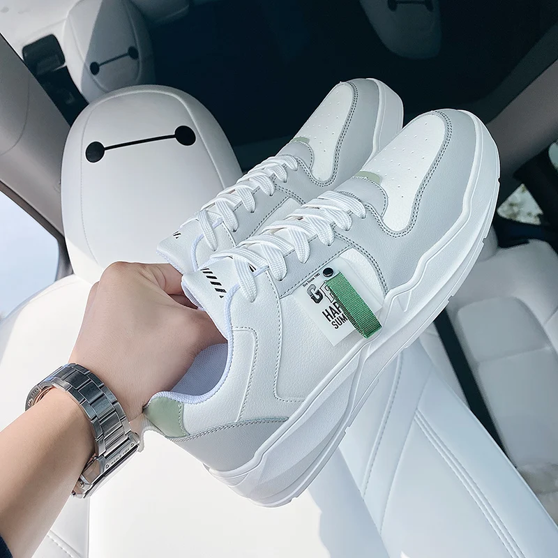 

Кроссовки мужские кожаные, повседневная обувь на платформе, низкие, уличный стиль, летние