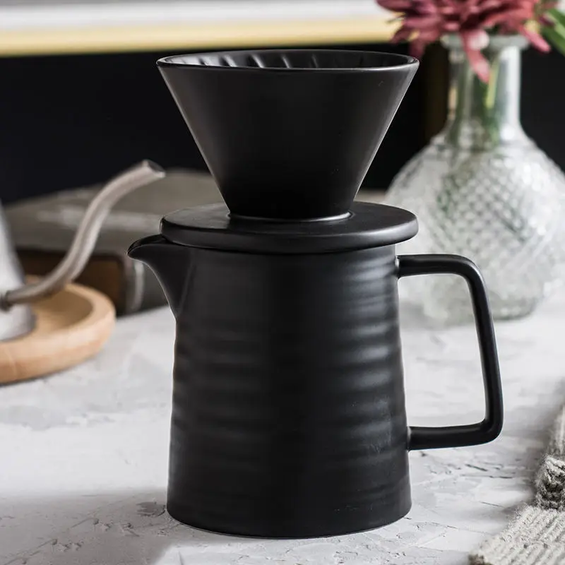 

500ml V60 Ceramic Coffee Dripper 1-2 Cups Coffee Drip Filter Pot Permanent Pour Over Coffee Maker with Separate Stand for Filte