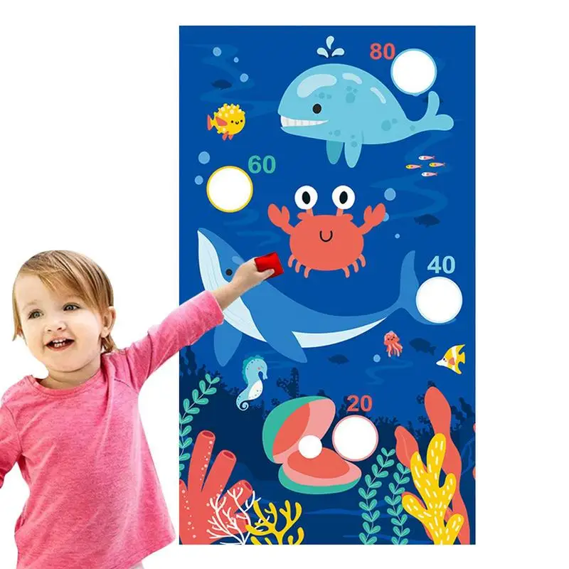 

Kids Cornhole Game Set Portable Outdoor Ocean Theme Party Games Outside Kids Cornhole Game Set Bean Bag Toss Birthday Games For
