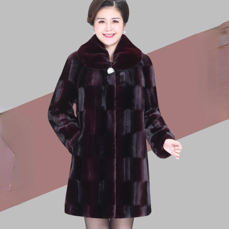 Women Autumn Fashion Real Fur Velvet Mink Fur Coat Female Mid-length Natural Fur Middle Jacket Outerwear Ladies Warm Jacket G402