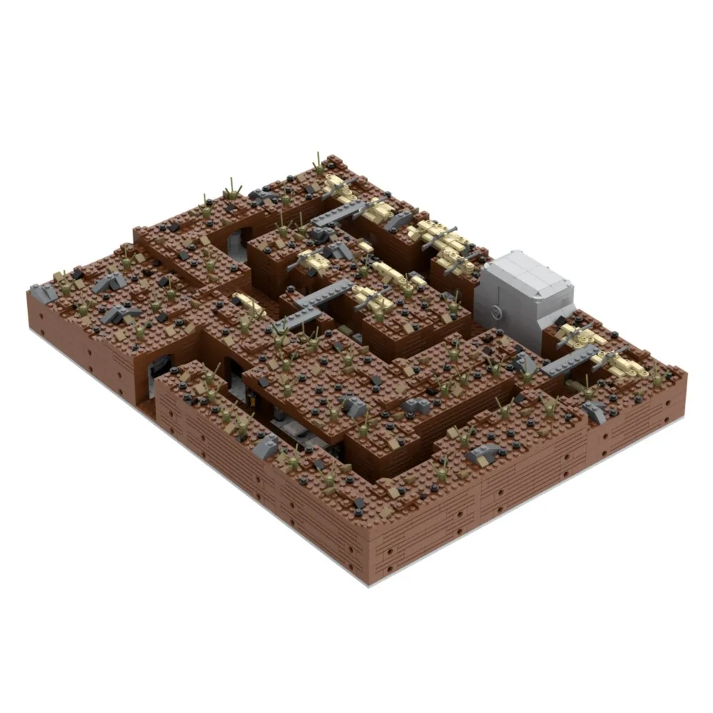 Военный тренчкот MOOXI модель кубики MOC WW2 фигурки героев поля боя крепость руины