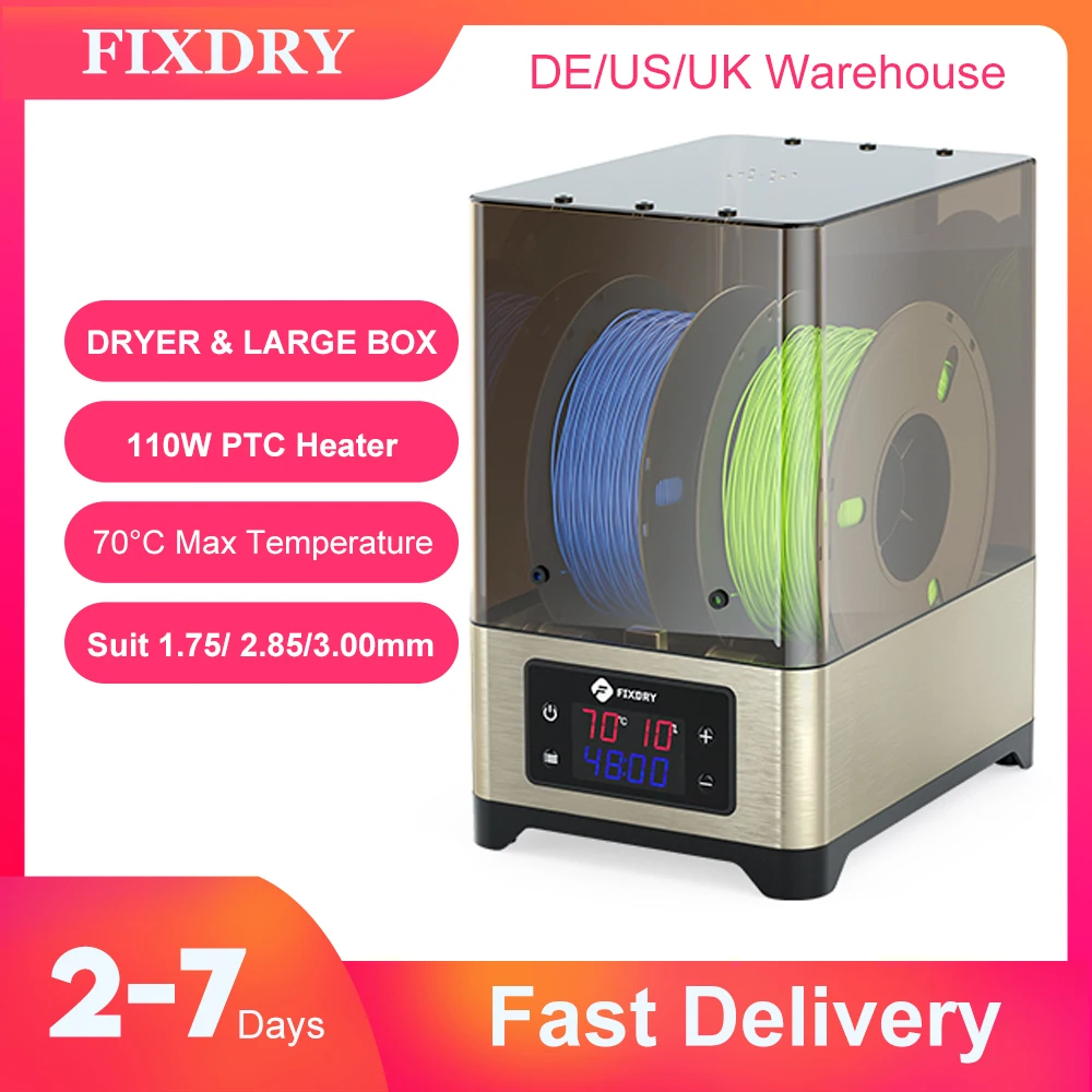 FIXDRY 3D Dryer Box TELAM 1.75mm 2.85mm 3.00mm 3D Printer Filament Compatible Storage Box Keep Filament Dry While Printing loading=lazy