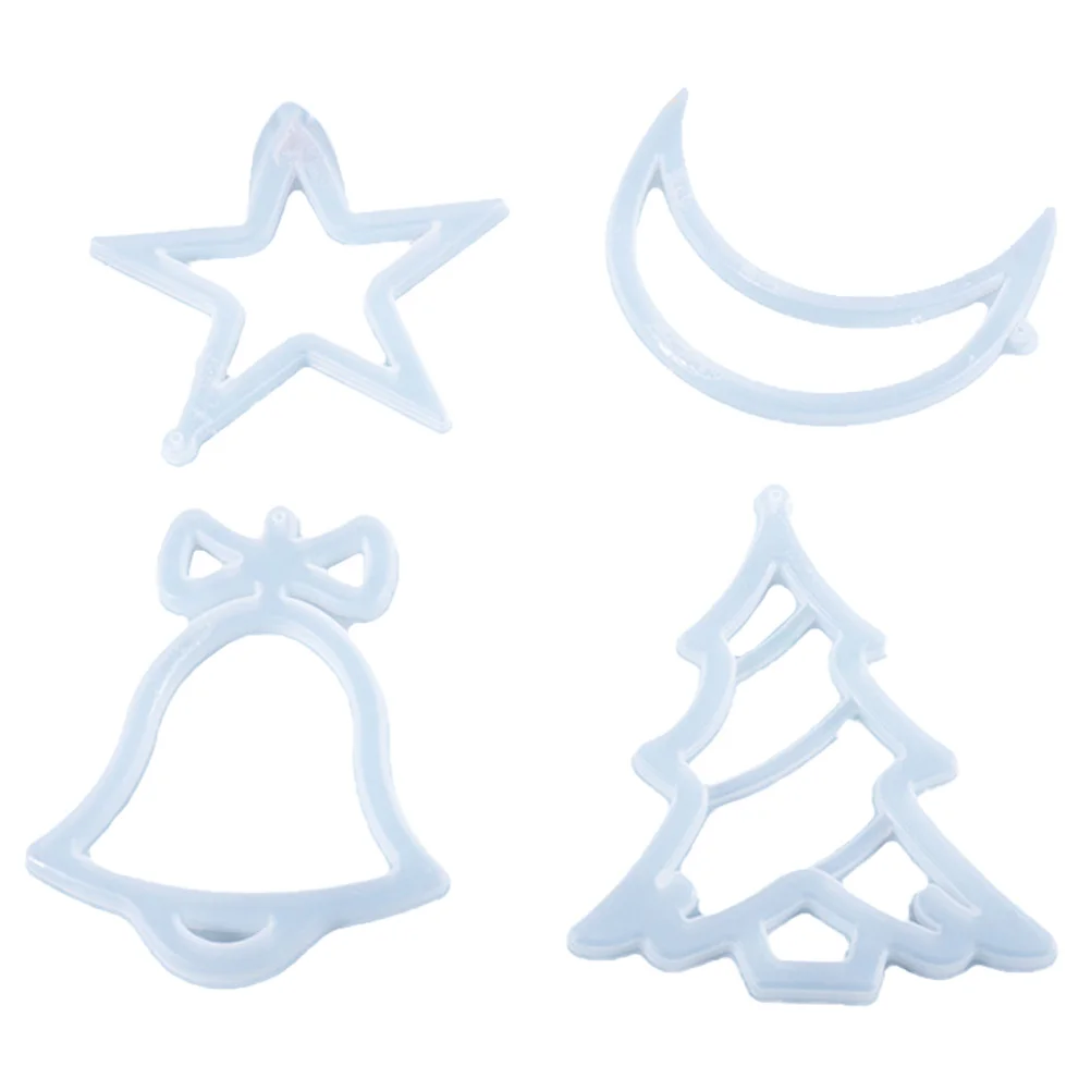 

4pcs Christmas Hanging Tag Mold Durable Casting Making Mold Tool Silicone Mold