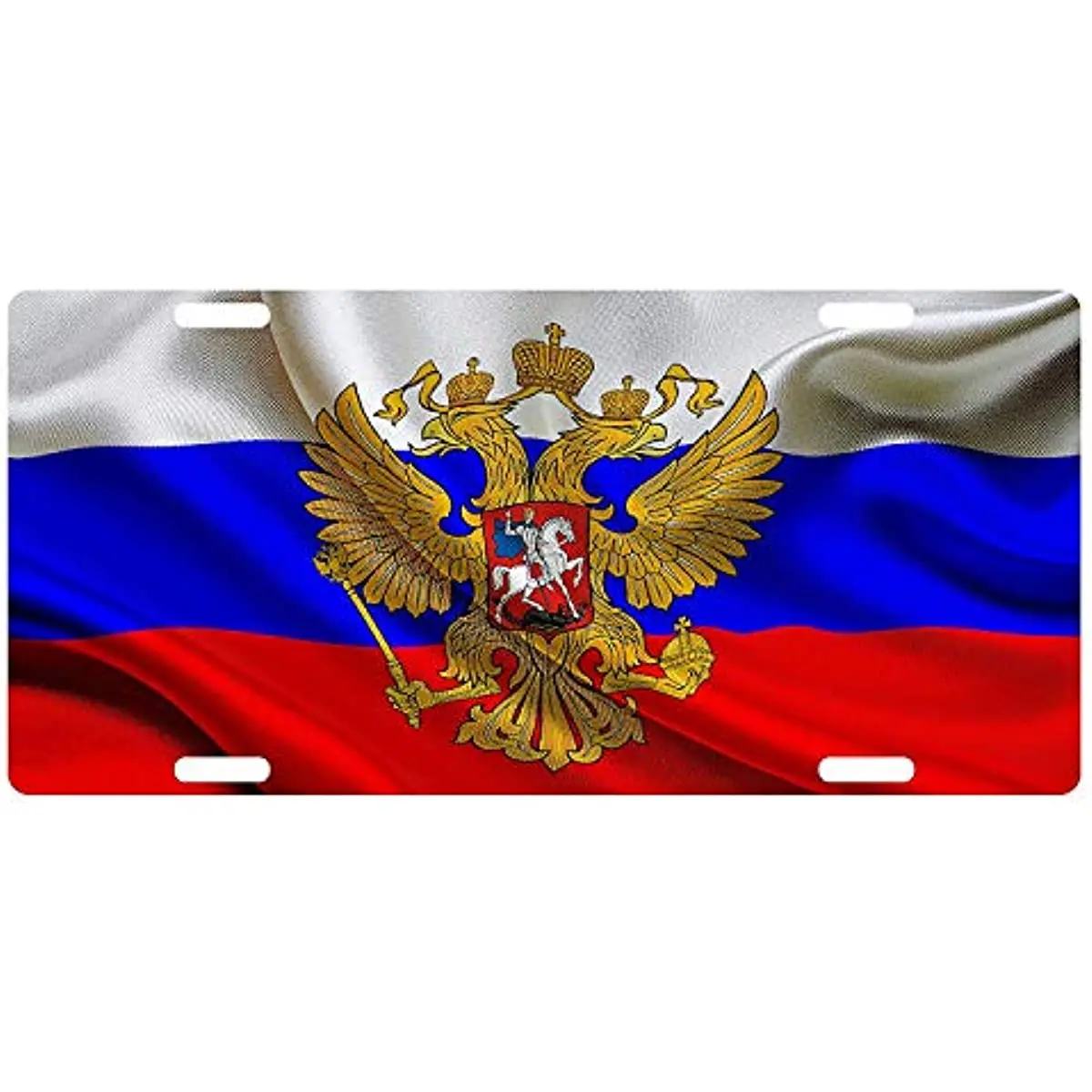 

Fast Service Designs Russia Flag License Plate Russian Patriotic Emblem Coat Wave Version-Wall Decoration Metal Wall Sign