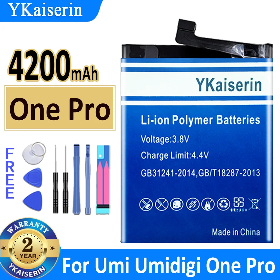 

Аккумулятор ykaisсеребрин 4200mA для Umi Umidigi One Pro OnePro, аккумулятор большой емкости + трек-код