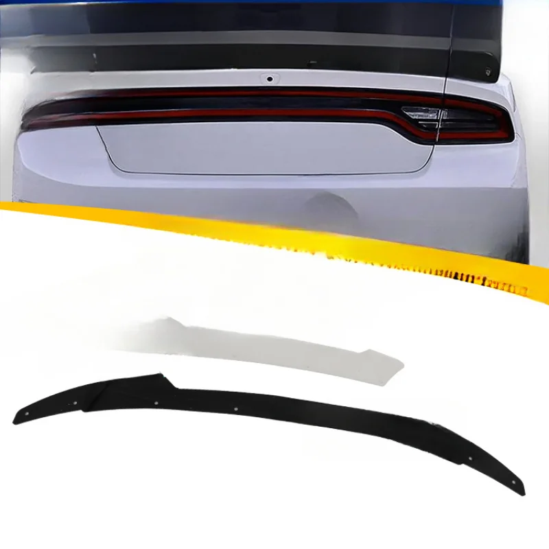 Фото Для Dodge Charger SRT Hellcat Scat Pack 2015-2023: задний спойлер HS Car Wing из ABS-пластика с карбоновым покрытием, стиль Venom V2 Wickerbill №1