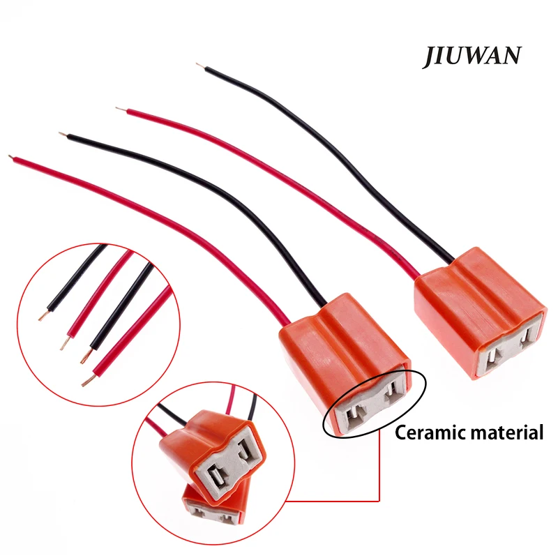 1 Pair H7 Ceramic Female Plug Light Wire Socket Adapter Wiring Harness Connector Car Headlight Bulb Base 12V Resistant High Heat