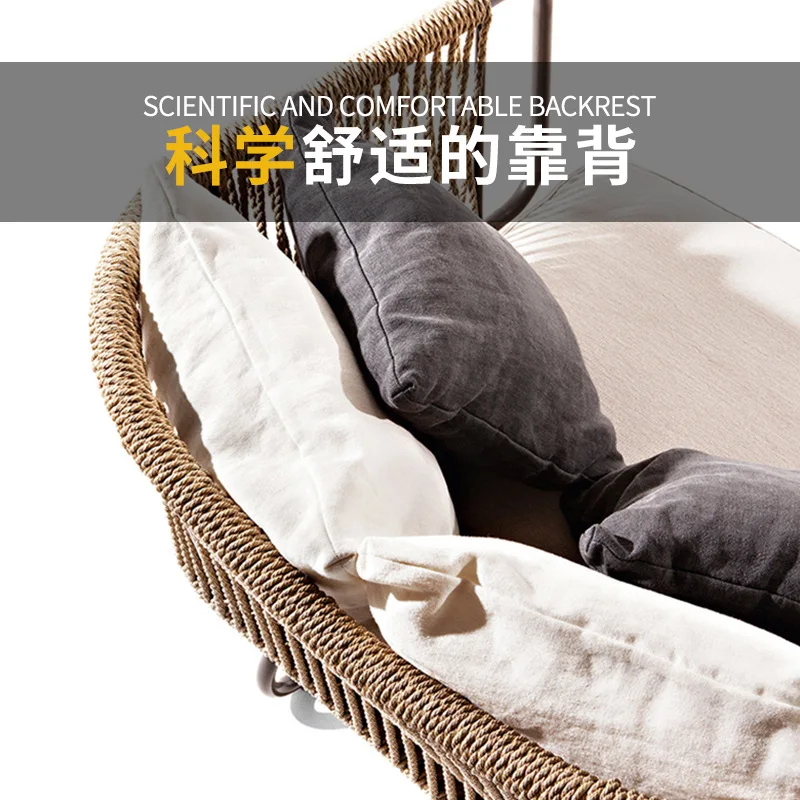 

Nordic rope woven outdoor sofa courtyard garden leisure furniture outdoor balcony creative single double rattan woven sofa