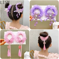 new childrens headwear little girl fringed butterfly hair ring headwear elastic headband hair accessories for girls hair ties
