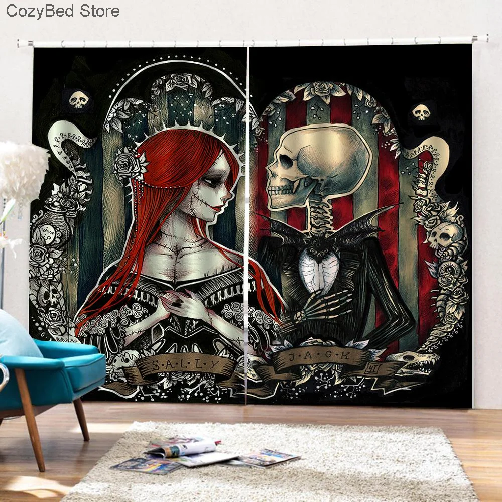Занавески с 3d-изображением черепа занавески окошками для пар свадьбы гостиной