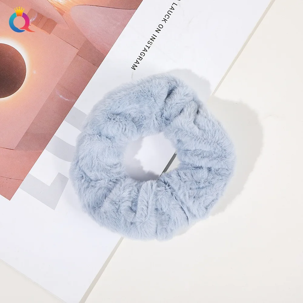 Мягкая плюшевая резинка для волос с имитацией кроличьего меха толстой кишки