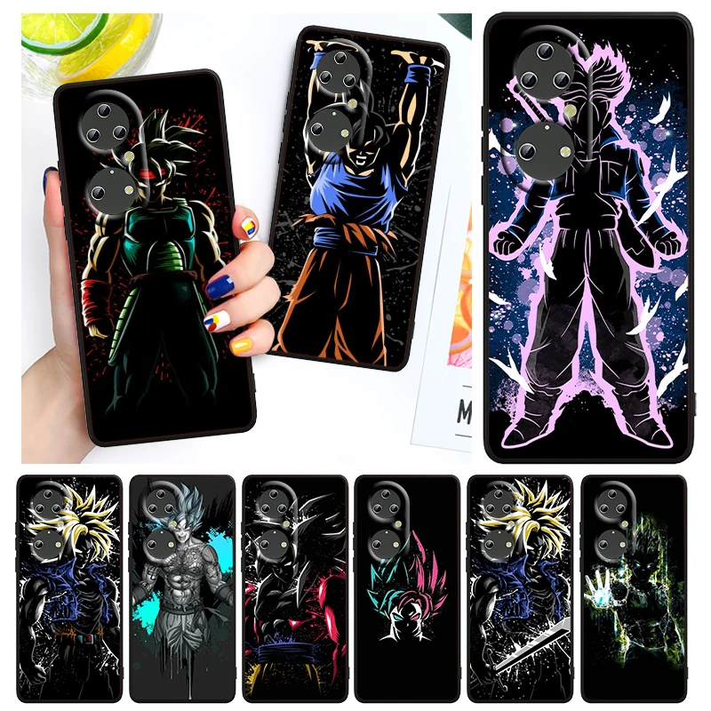 

Art Anime Dragon Ball Goku For Huawei P50 P40 P30 P20 Pro Plus P10 P9 P8 Lite 2019 2017 RU E Mini Black Funda Capa Phone Case