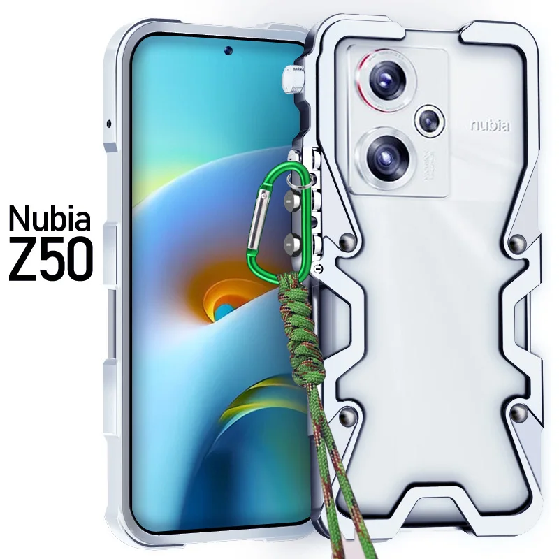 Фото Роскошный металлический алюминиевый бампер Zimon для телефона ZTE Nubia Z50 Z40 Pro, механический чехол ручной работы с изображением черепа №4