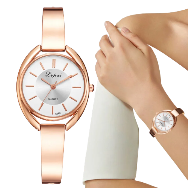 

Luxury Fashion Ladies Rose Gold Silver Steel Bracelet Watch Simple Elegant Woman Dress Quartz Watch Montre Femme Zegarek Damski