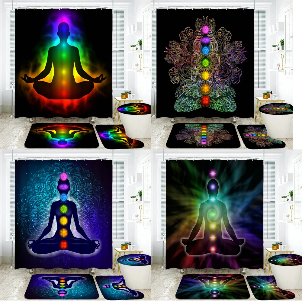 Тканевая занавеска для душа в богемном стиле йоги медитации занавески ванной