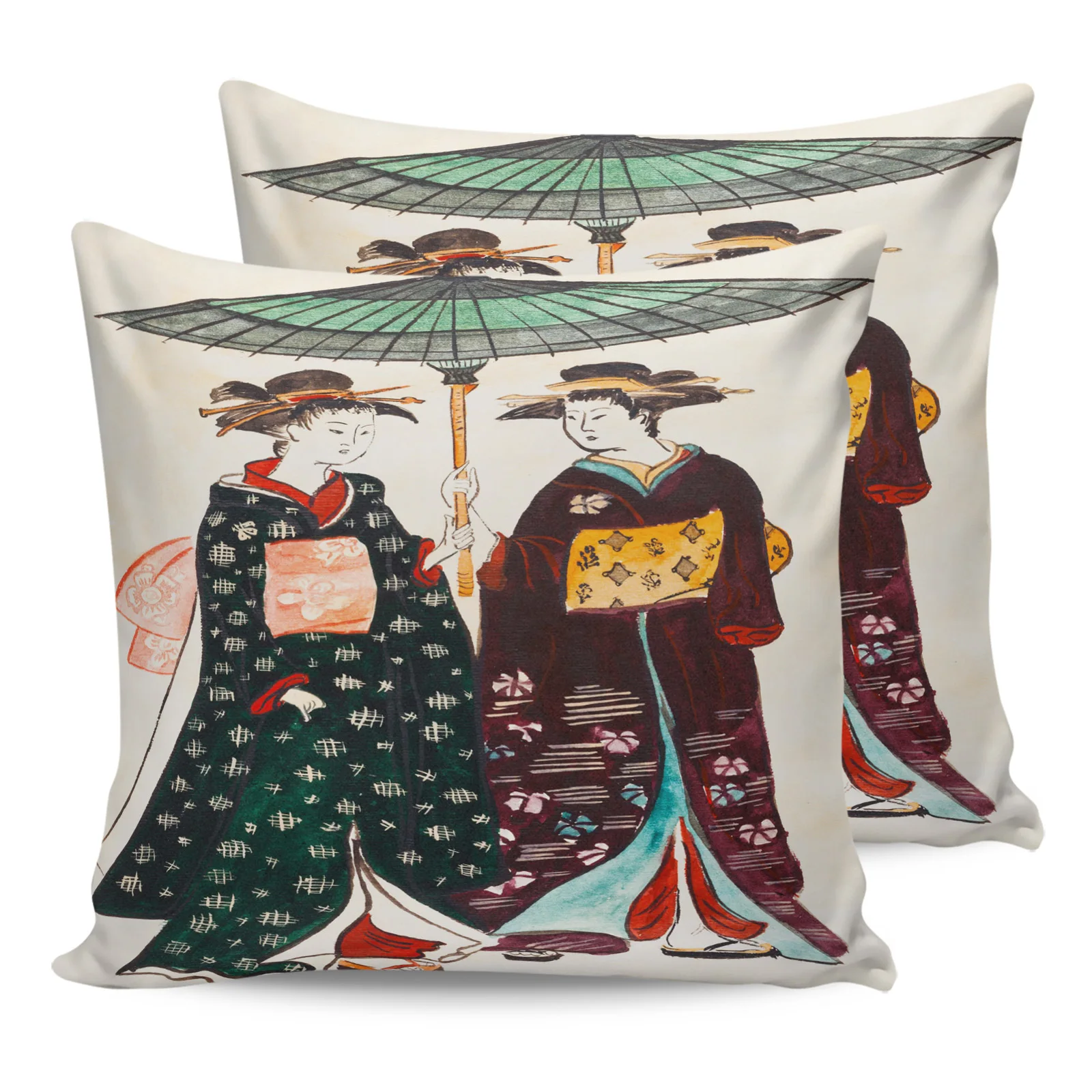 

2PCS Pillowcases Kimono Japanese Female Geisha Cushion Cover Home Bedding Living Room Decorative Couch Throw Pillow Case