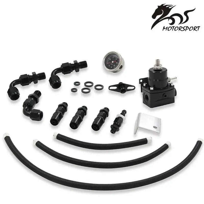 Universal Adjustable Fuel Pressure Regulator Oil 100psi Gauge AN 6 Fitting End AN6 Oil Hose Fitting EFI