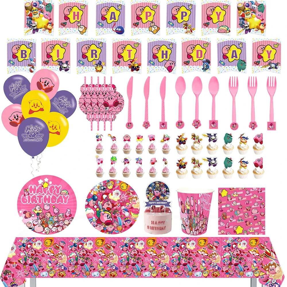 

Мультяшная игра, Розовая звезда, Kirbies, день рождения, украшение, одноразовая посуда, баннер, воздушный шар, бумага, подарок для девочки