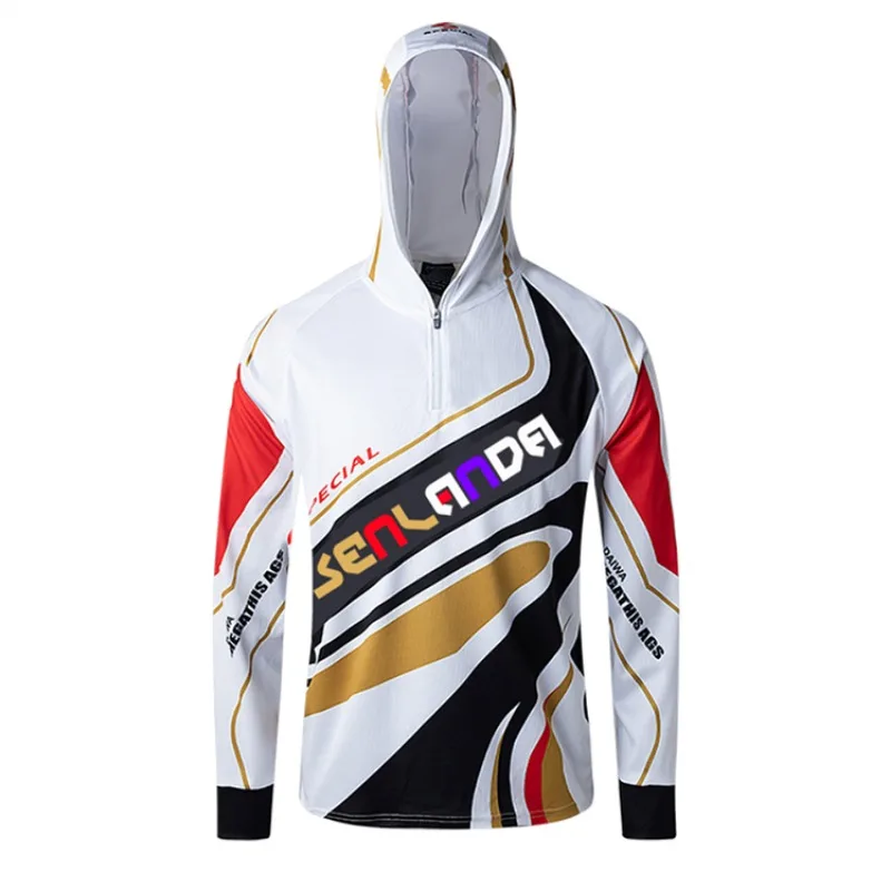

New Outdoor Fishing Shirt Men Quick-drying Jersey Breathable Anti-mosquito Jacket Long-sleeve Hooded Fishing Clothing 5XL
