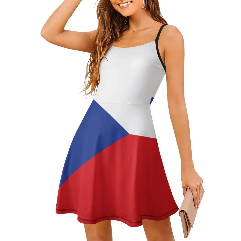Новинка экзотическое женское платье с флагом Чешской Республики на бретельках