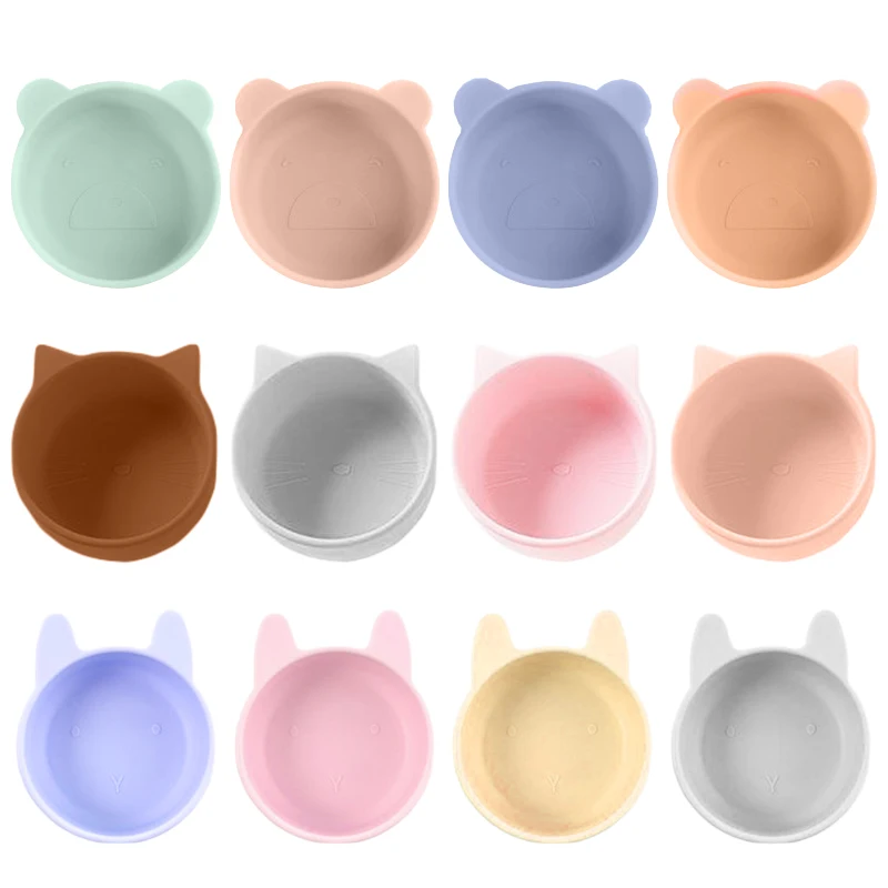 

Детская миска для кормления, милая детская тарелка с животными, присоска, посуда, Нескользящая силиконовая детская тарелка, столовая посуда...