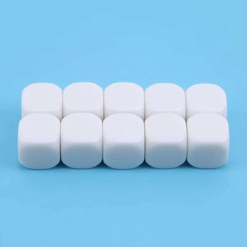 

10Pcs/Pack 15MM White Smooth Rounded Corner Blank Dice Opaque Six Sided D6 Dice For Board Games Fun And Teaching Educational Toy