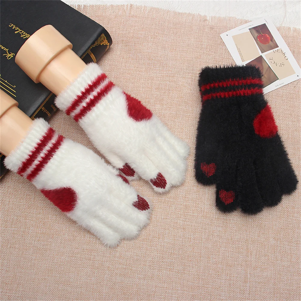 

Women Gloves Stylish Hand Warmer Winter Glove Girls Arm Crochet Knitting Goth Lolita Heart Mitten Warm Fingerless Cosplay Gloves
