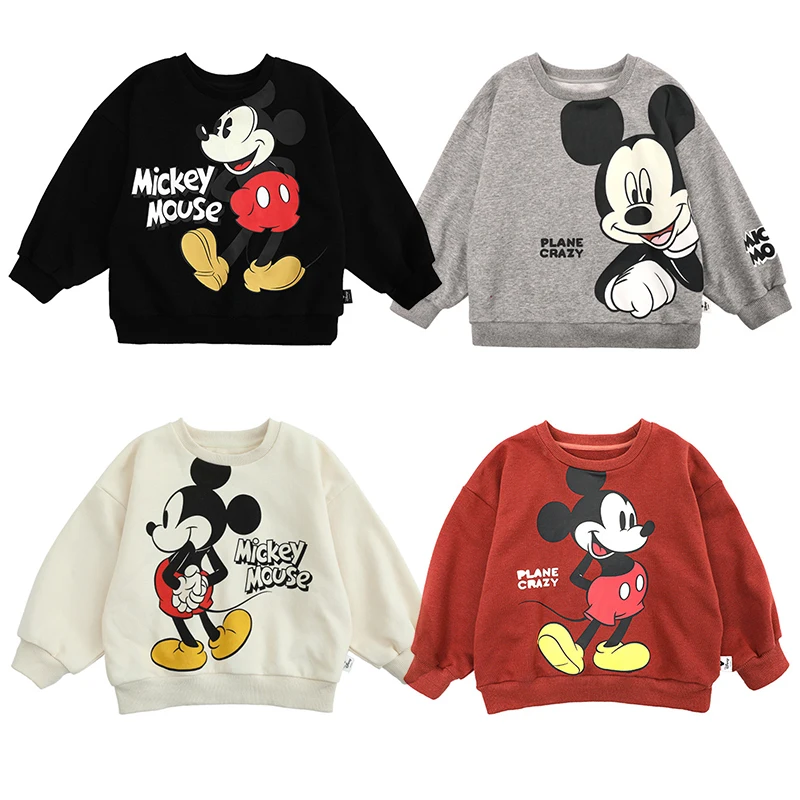 

New Baby Kids Spring Autumn Long Sleeve Sweatshirt Girls Mickey Mouse Cartoon Print Hoodie Pullover Children Funny Tops Clothing