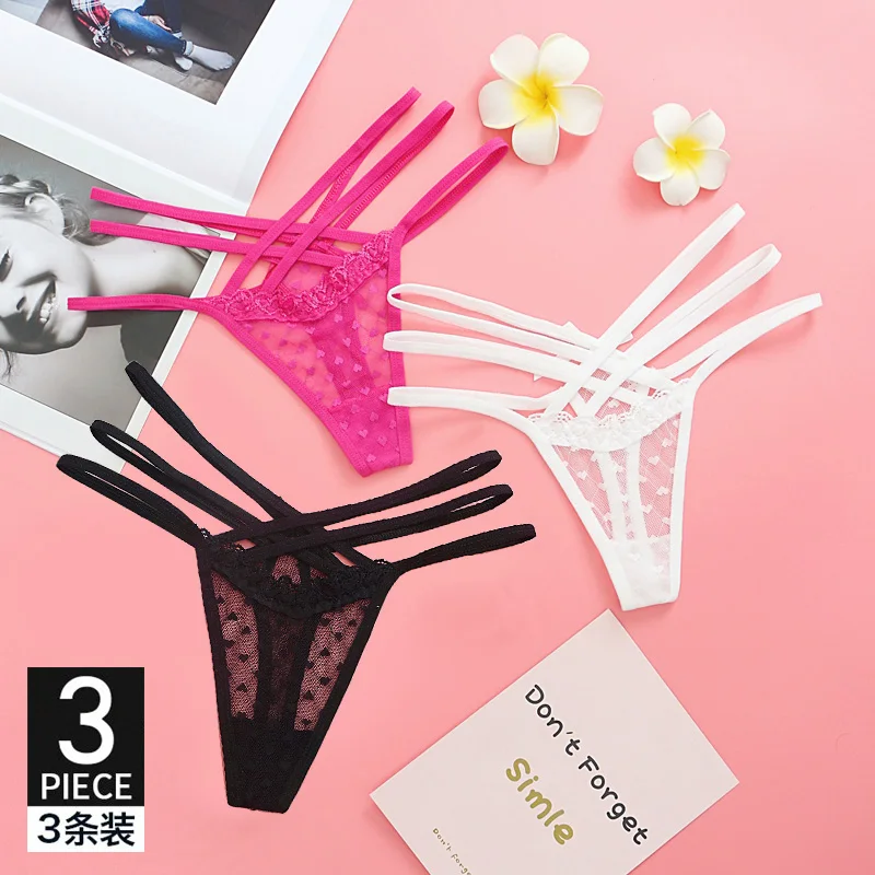 

3PCS Sexy Thongs Underwear Women Seamless Lingerie Lace Panties Bikini Knickers G-string Underpant Briefs tanga Female Thong