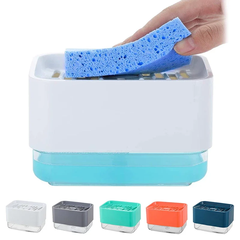 

Soap Pump Dispenser Box Kitchen Dish Liquid Soap Press Box With Sponge Holder Home Cleaner Container Soap Dispenser Automatic