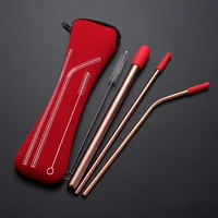western style 304 stainless steel straw set childrens adult reusable straws