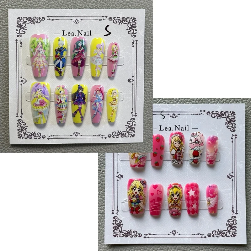 Фото Pripara Aikatsu маникюр накладные ногти Kawaii изысканный студенческий декор с героями мультфильмов аксессуары ювелирные изделия Hoshimiya Ichigo косплей №1