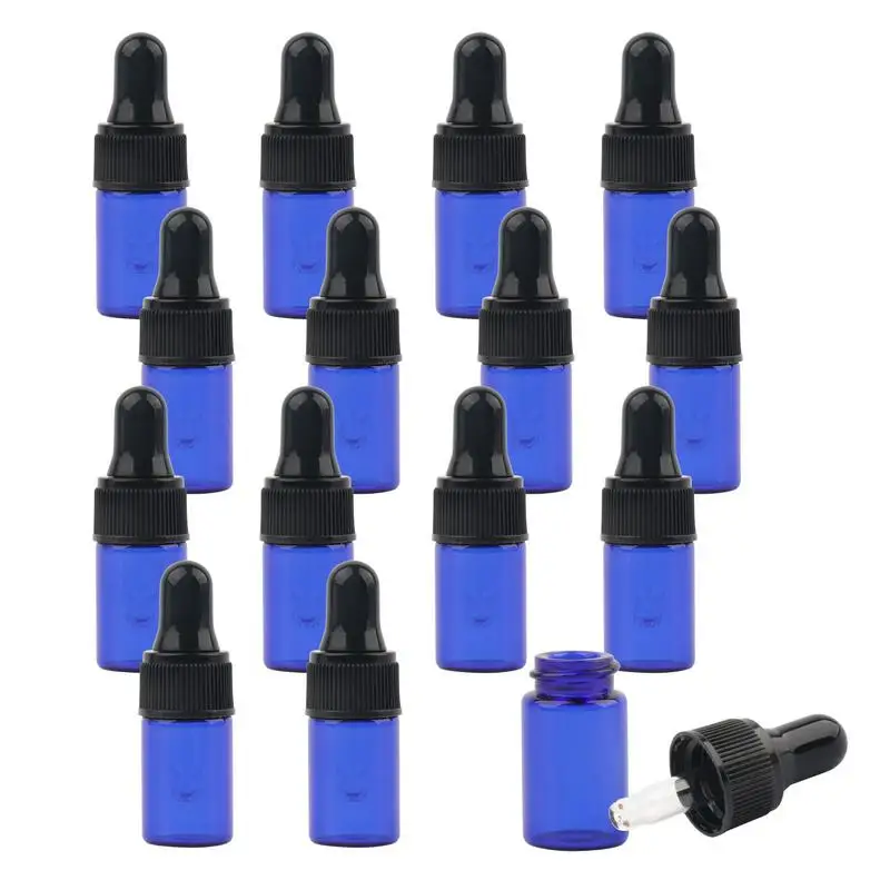 

15 Pieces Essential Oils Bottles 1/2ml Glass Bottles With Eye Droppers Leak Proof Travel Bottles For Liquids Dark