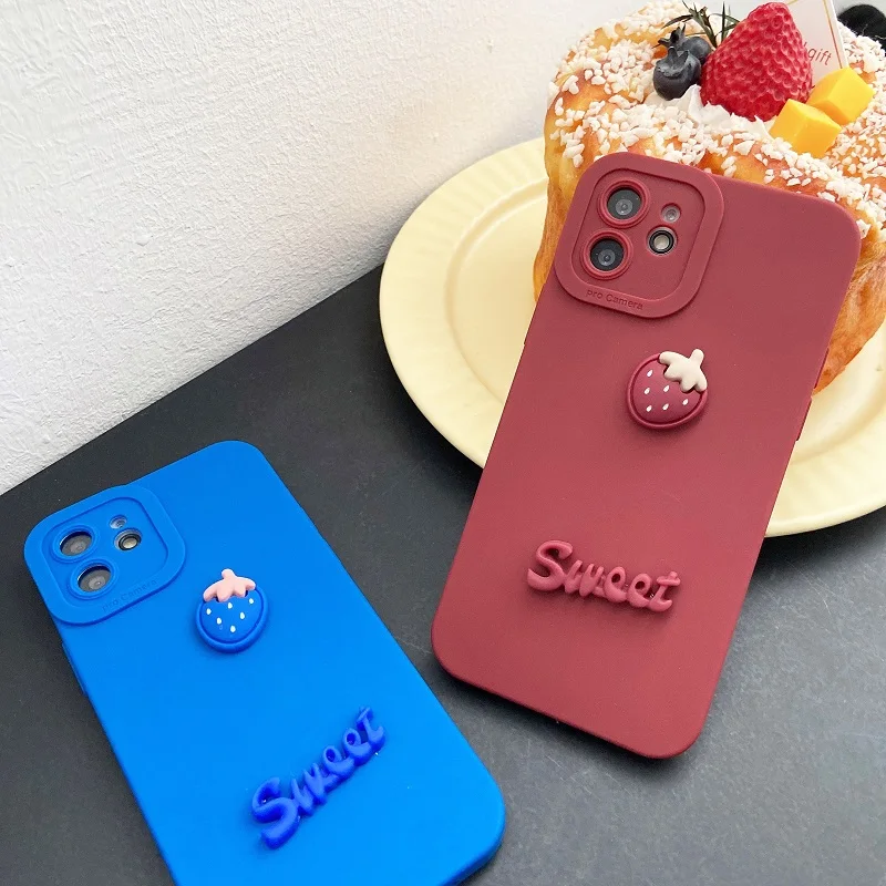 Чехол в виде клубники для iPhone 6 7 8 Plus X XR XS MAX SE 2020 13 12 11 Pro Max мягкий силиконовый