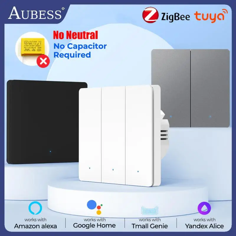 

Tuya Zigbee Smart Wall Button Light Switch Single Zero Fire No Neutral Smart Home Smart Life Remote Control Need Zigbee Gateway