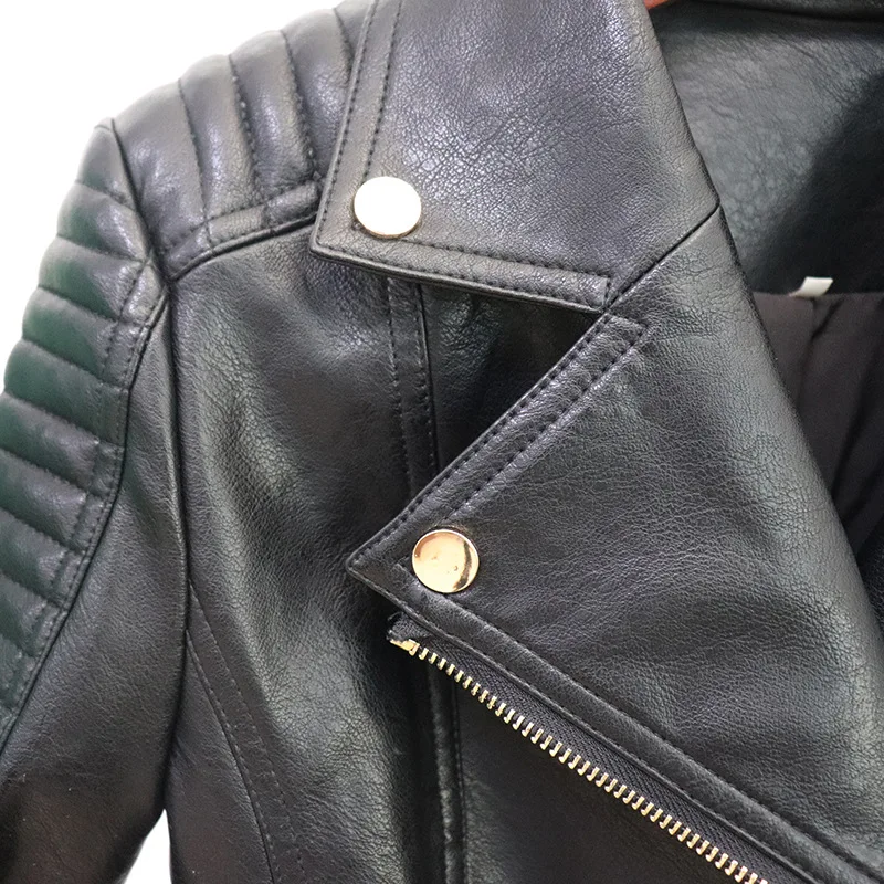Fashion Female Autumn And Winte Slim Biker Short Coats Women's Synthetic Leather Motorcycle Jacket