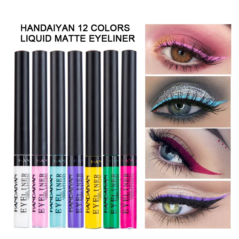 

Handaiyan Multi-colored Eyeliner Marker Pen Makeup Waterproof Liquid Eye Liner Pencil Brown White Bright Colors Long-lasting
