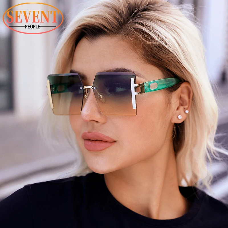 

Rimless Square Sunglasses Women 2023 New Fashion Frameless Sun Glasses For Female Oversized Punk Sunglass Men Big Frame Eyewear