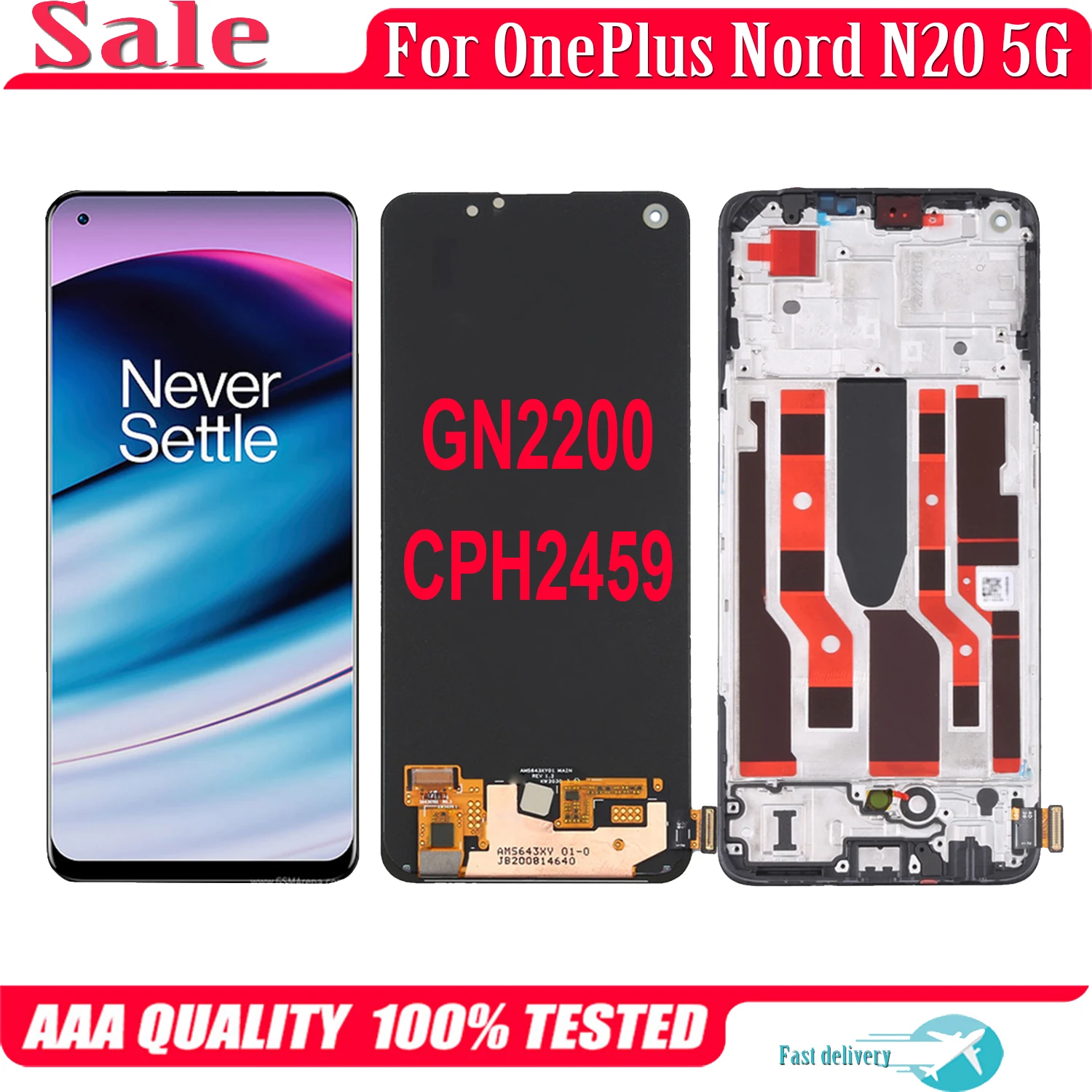 6,43 'оригинальный AMOLED для OnePlus Nord N20 5G GN2200 CPH2459 ЖК-дисплей