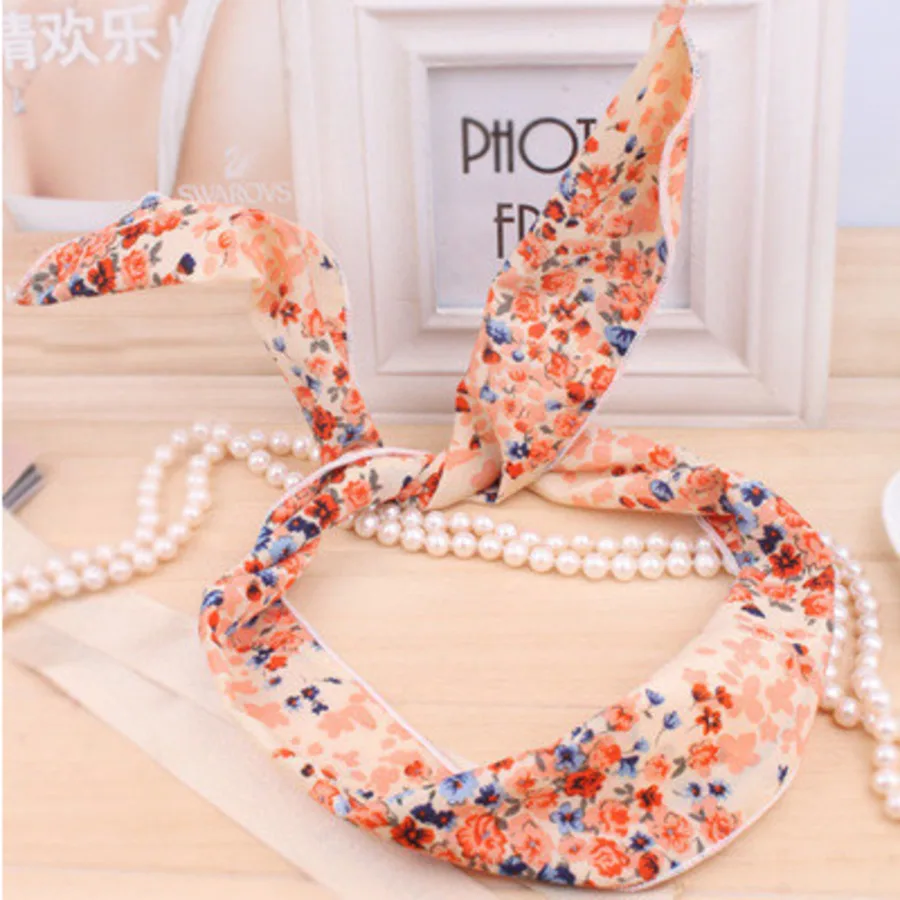 

Floral Bridal Headband Hairband Wedding Party ponytail holder elastic hair band ties headwear hair accessories 2pcs FD02