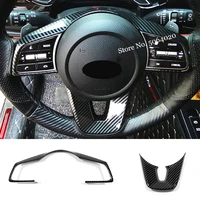 for kia ceed forte k3 seltos xceed sonet proceed abs carbon fiber car steering wheel button sticker decoration cover trim 2pcs