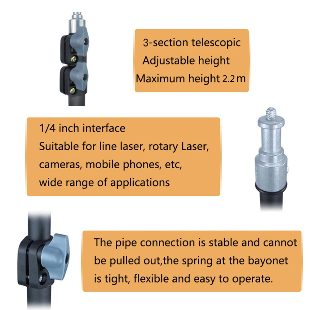 Лазерный уровень KEZERS 2 м 1/4 дюйма штатив металлический для нивелира 3 узла
